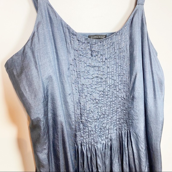 Eileen Fisher Silk Tunic Sleeveless Pintuck Sequin - Picture 2 of 5